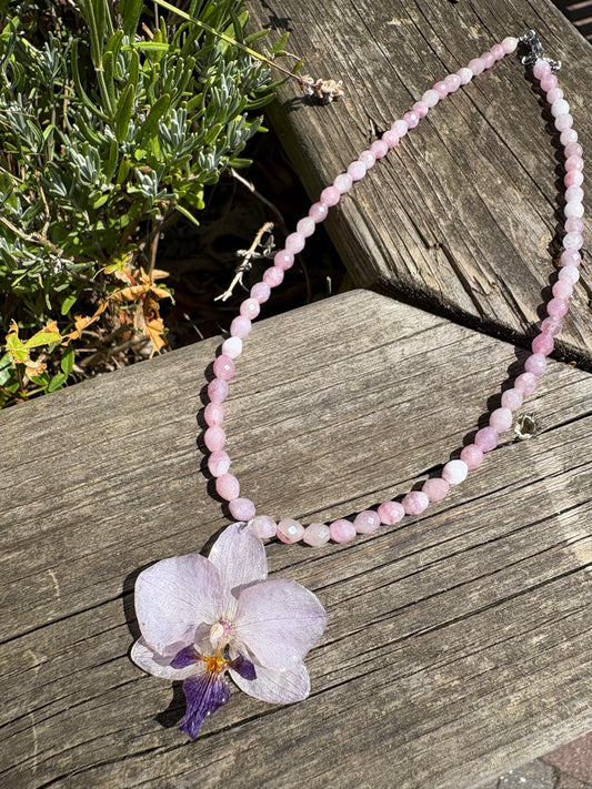 Preserved Orchid & Natural Kunzite// SOLD