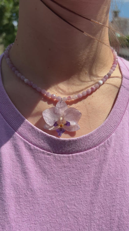 Preserved Orchid & Natural Kunzite// SOLD