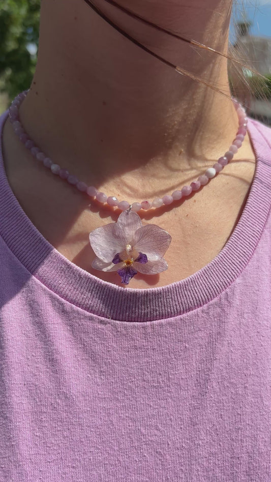 Preserved Orchid & Natural Kunzite// SOLD